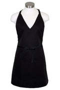 Fame Black V-Neck Bib Adjustable Apron (2 Pockets)