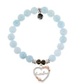 Blue Aquamarine Stone Bracelet with Heart Grandma Sterling Silver Charm