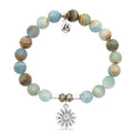 Blue Calcite Stone Bracelet with Daisy Sterling Silver Charm