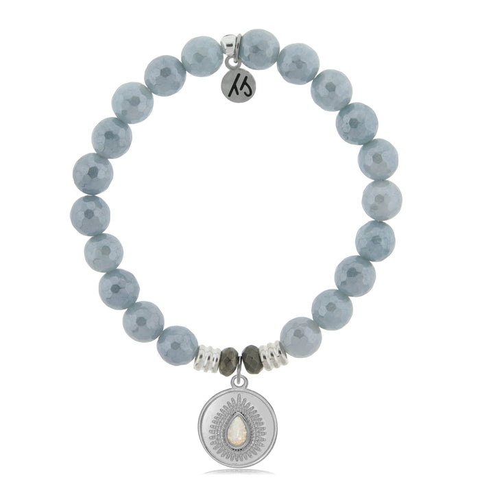 Blue Quartzite Stone Bracelet with You're One of a Kind Sterling Silver Charm
