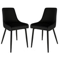 Blythe High Back Fabric Dining Chair Set of 2 in Black, featuring curved upholstered seats and backs, slender tapered legs, and anti-slip foot pads, offering modern style and comfort.