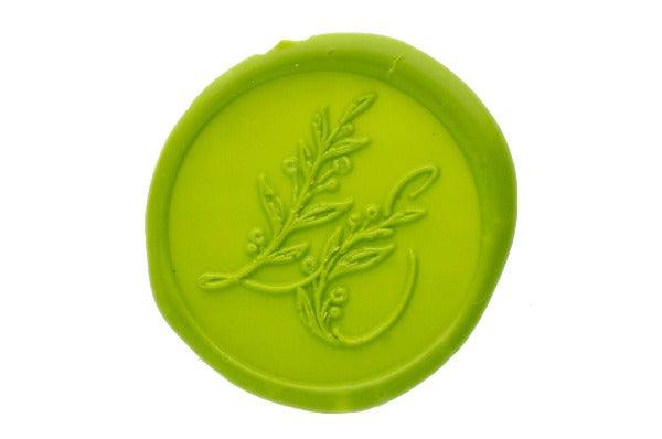 Botanical Monogram Wax Seal Stamp - Backtozero B20 - 2 initials, 2initials, Botanical, Double Initials, floral, Flower, genericlonghandle, Initial, Monogram, Nature, Pastel Green, Personalized, Two initials, Wedding