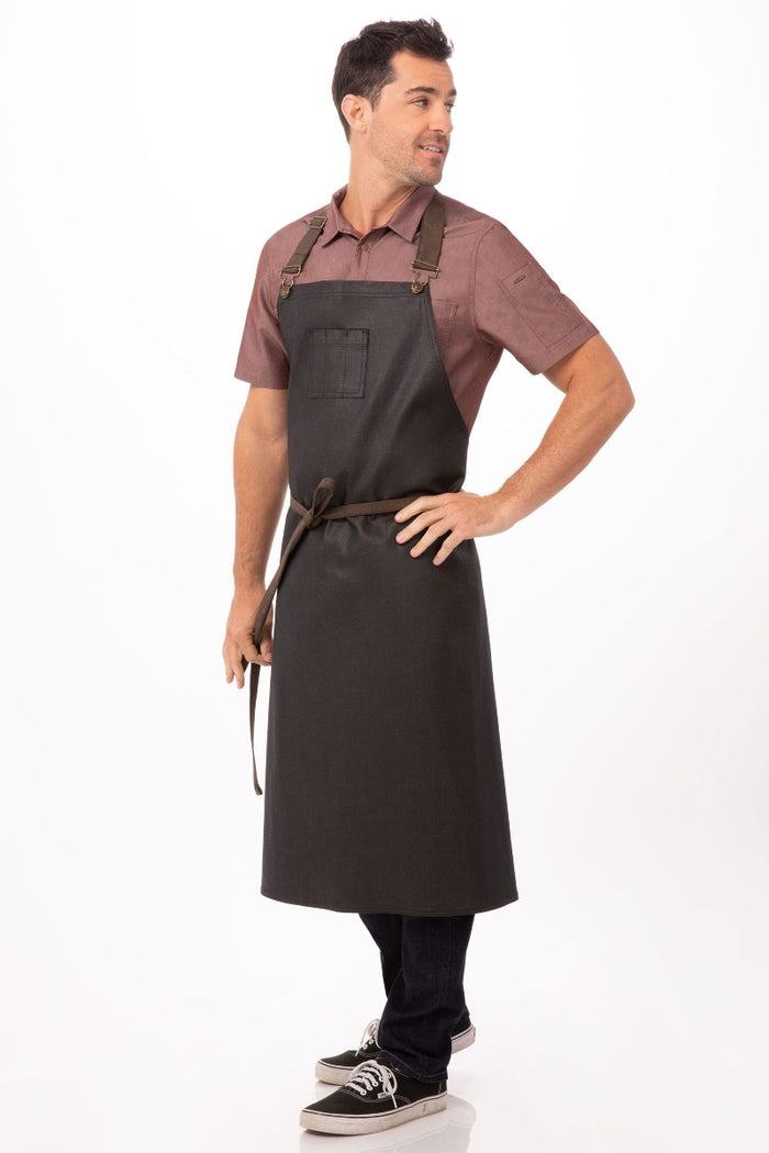 Chef Works Boulder Black & Brown Chefs Bib Apron