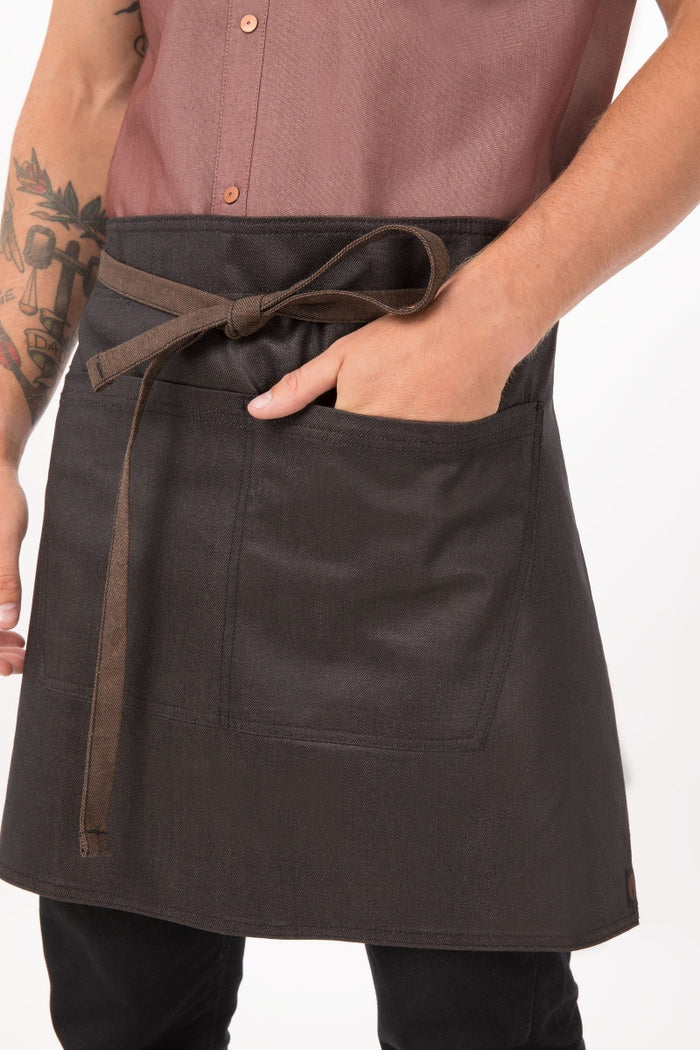 Chef Works Boulder Black & Brown Half Bistro Apron