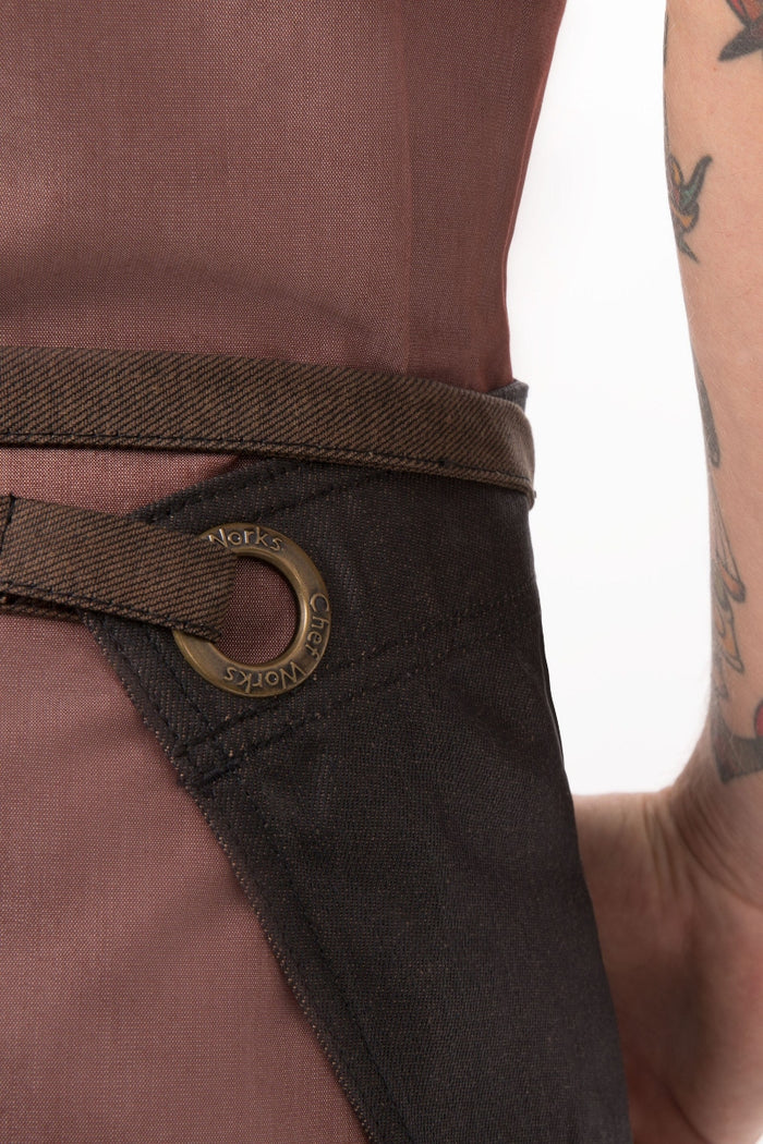 Chef Works Boulder Black & Brown Half Bistro Apron