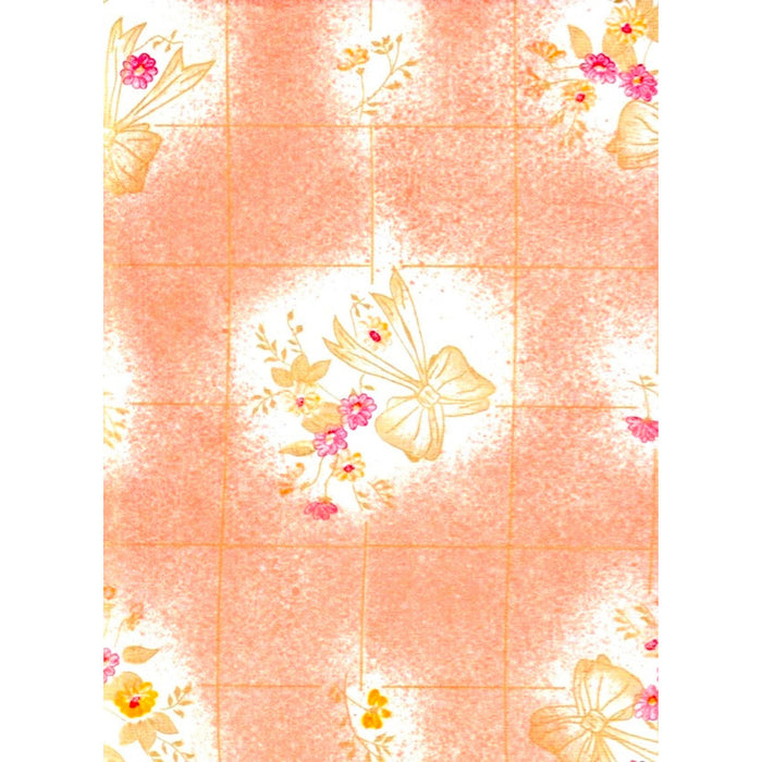 freckled sage bows and bouquet salmon oilcloth swatch