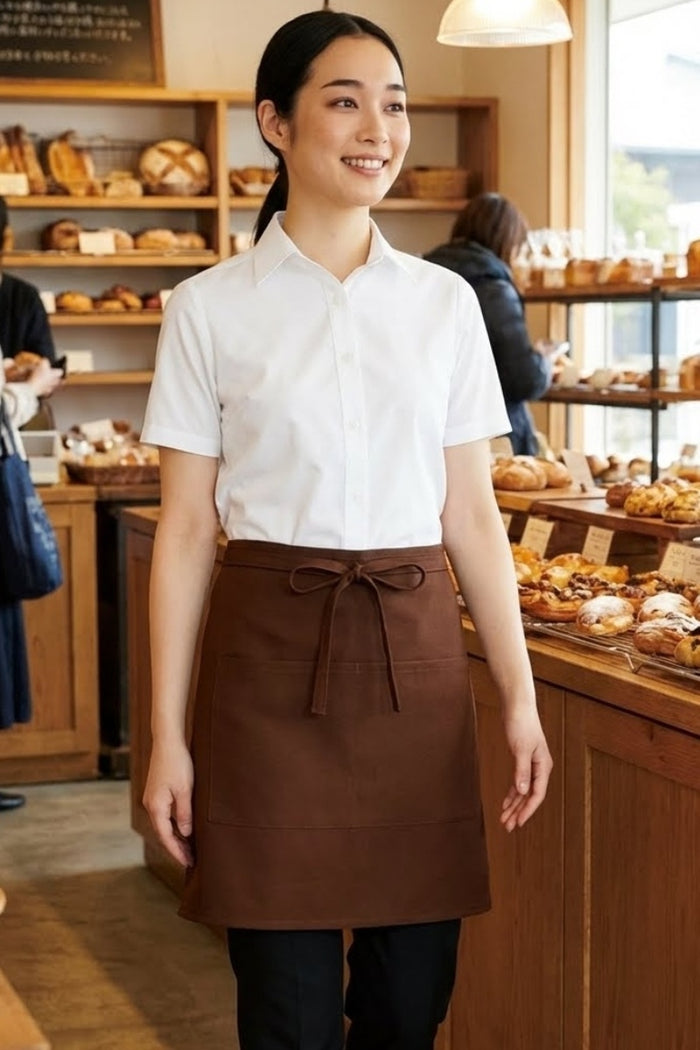 Fame Brown Half Bistro Apron (2 Pockets)