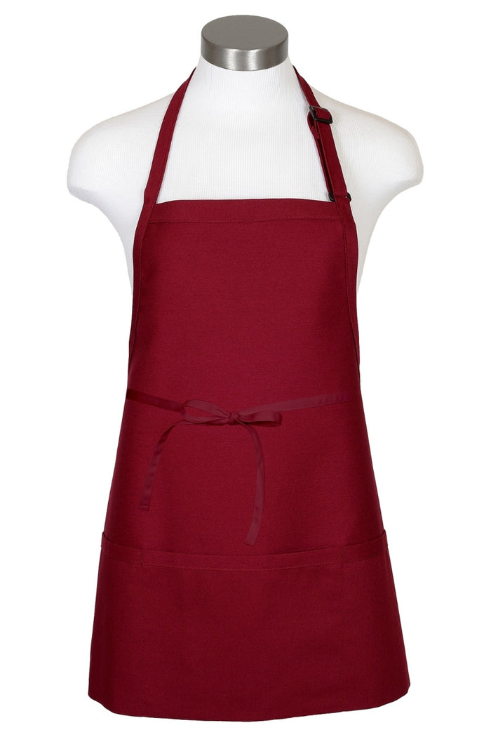 Fame Burgundy Bib Adjustable Apron (3 Pockets)