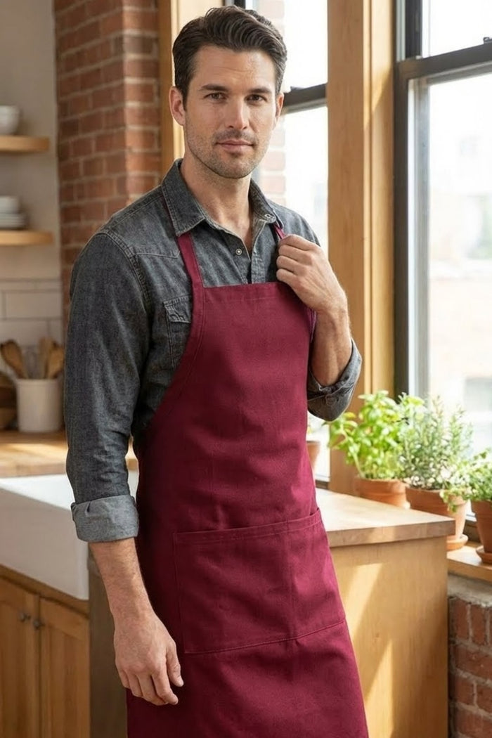 Fame Burgundy Butcher Adjustable Apron (2 Pockets)