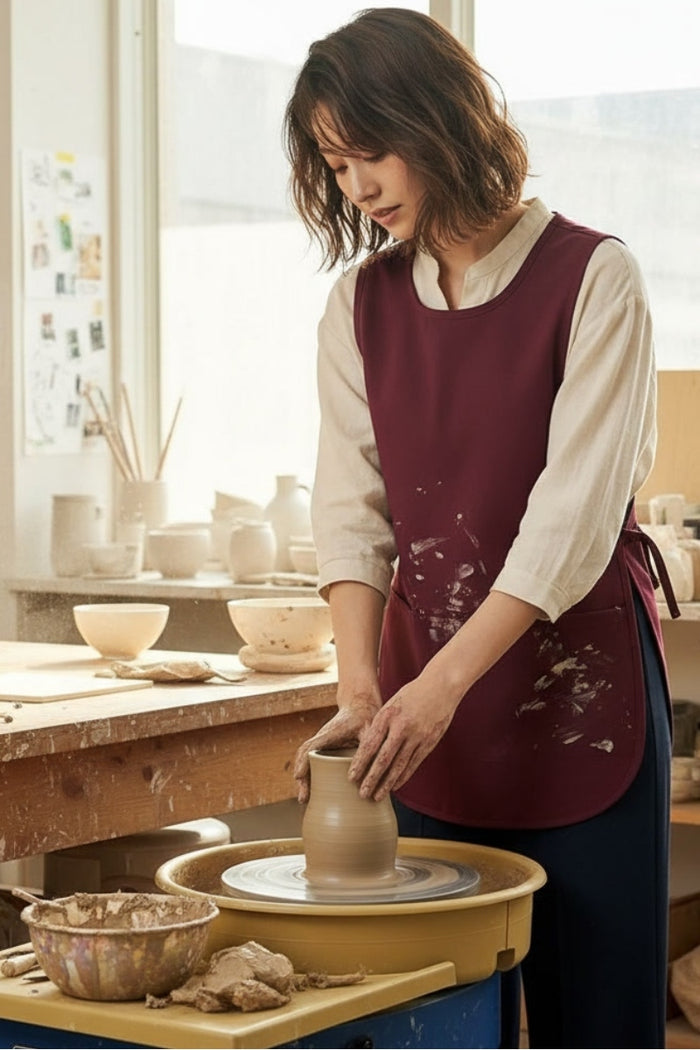 Fame Burgundy Cobbler Apron (2 Pockets)