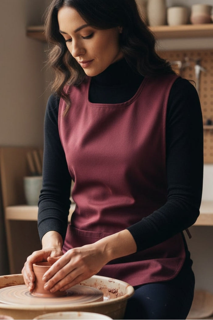 Fame Burgundy Cobbler Apron (2 Pockets)