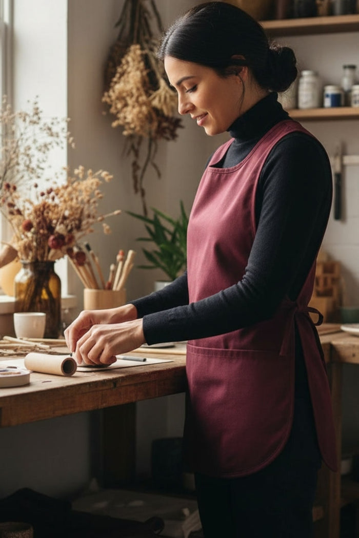 Fame Burgundy Cobbler Apron (2 Pockets)