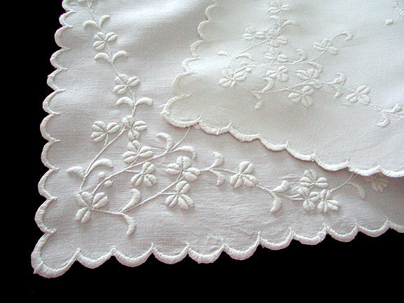 c1900 Whitework Embroidery Monogram Centerpiece Doily 15x19