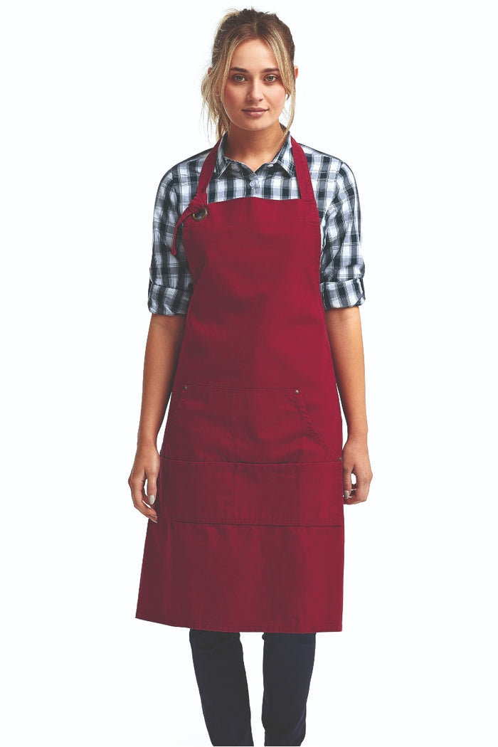 Artisan Collection by Reprime Burgundy "Calibre" Bib Adjustable Apron (4 Pocket Pouch)