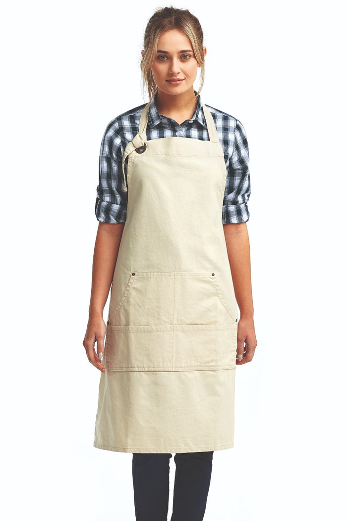 Artisan Collection by Reprime Natural "Calibre" Bib Adjustable Apron (4 Pocket Pouch)
