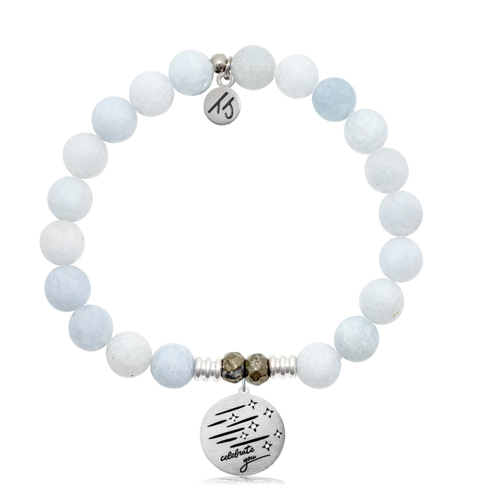 Celestine Stone Bracelet with Birthday Wishes Sterling Silver Charm