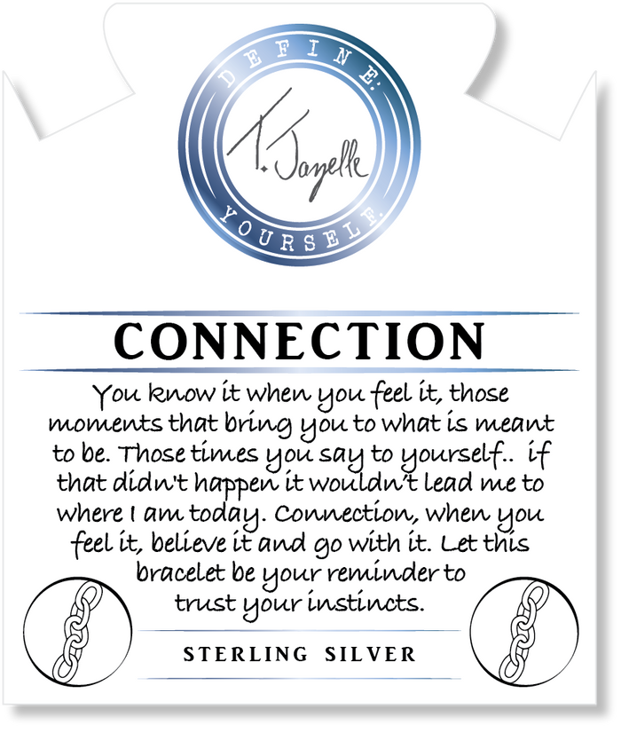 Celestine Stone Bracelet with Connection Sterling Silver Charm