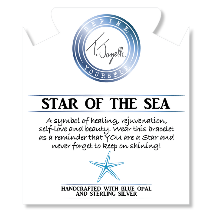 Celestine Stone Bracelet with Star of the Sea Sterling Silver Charm