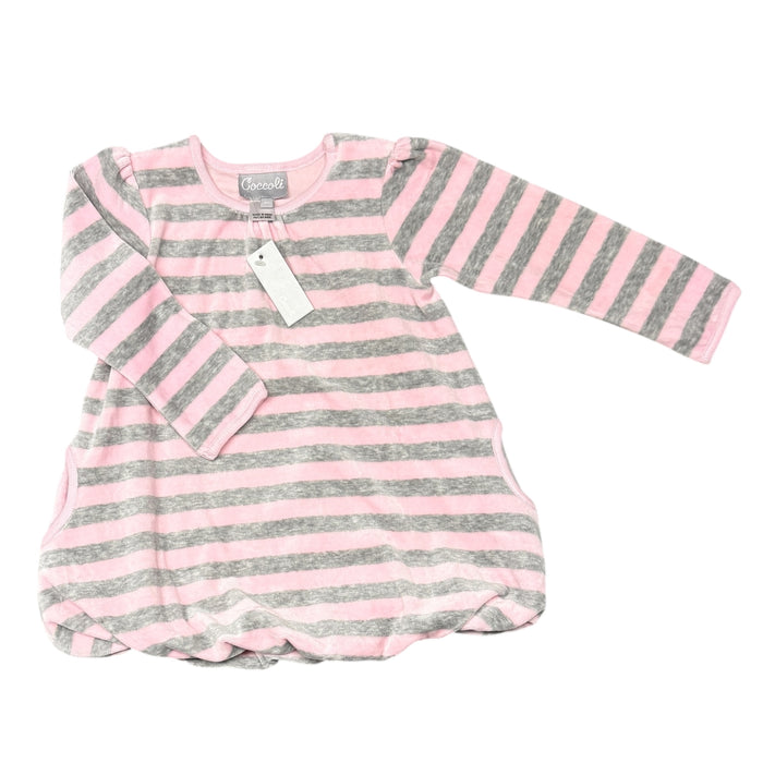 Coccoli | Pink and Grey Striped Long Sleeve Dress | NEW | 18m