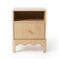 Light wood nightstand on white background, full view
