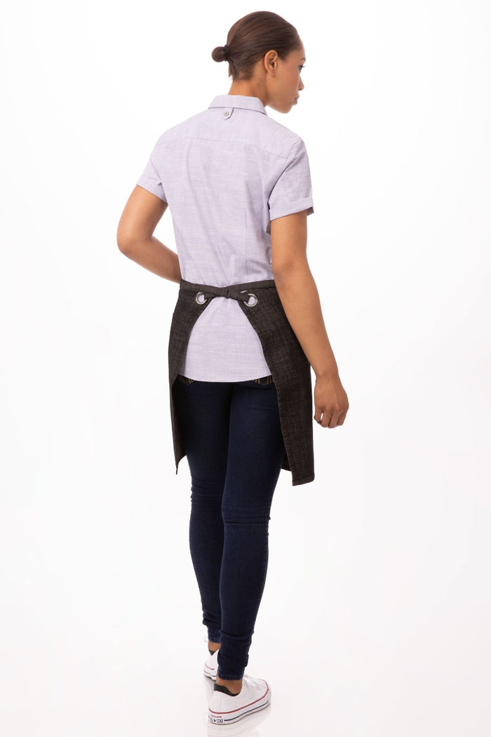 Chef Works Corvallis Black & Burgundy Half Bistro Apron