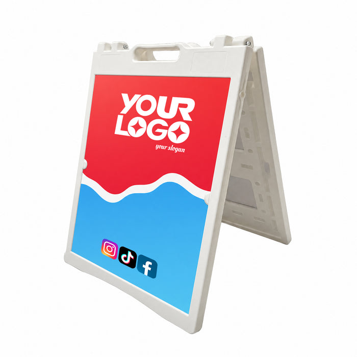 Custom Plastic A-Sign White Frame 55x76cm