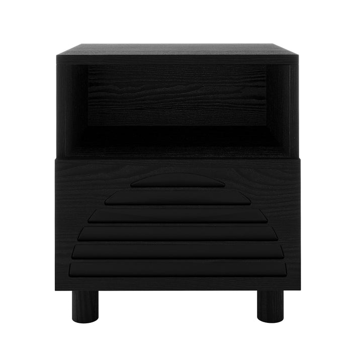 Deino 45cm Bedside Table with Storage - Black