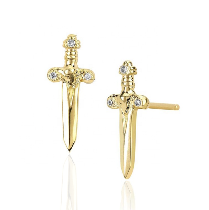 Double Edge Sword Gold Studs