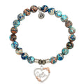 Earth Jasper Stone Bracelet with Heart Sister Sterling Silver Charm