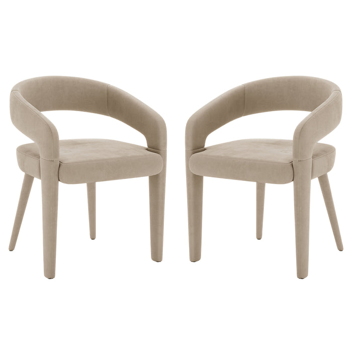 Eisha Velvet Bar Stool Set of 2 featuring plush velvet upholstery, curved backrest, and armrests with a sturdy metal frame. Designed for comfort and stability with built-in footrest and anti-slip pads.