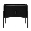 Eliz Velvet Bedside Table - Black, a rectangular piece with plush velvet upholstery and sleek metal legs, showcasing modern design and functionality for stylish bedside storage.