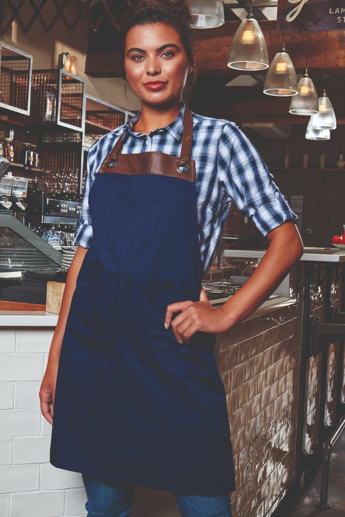 Artisan Collection by Reprime Espresso Adjustable Bib Apron (2 Pockets)