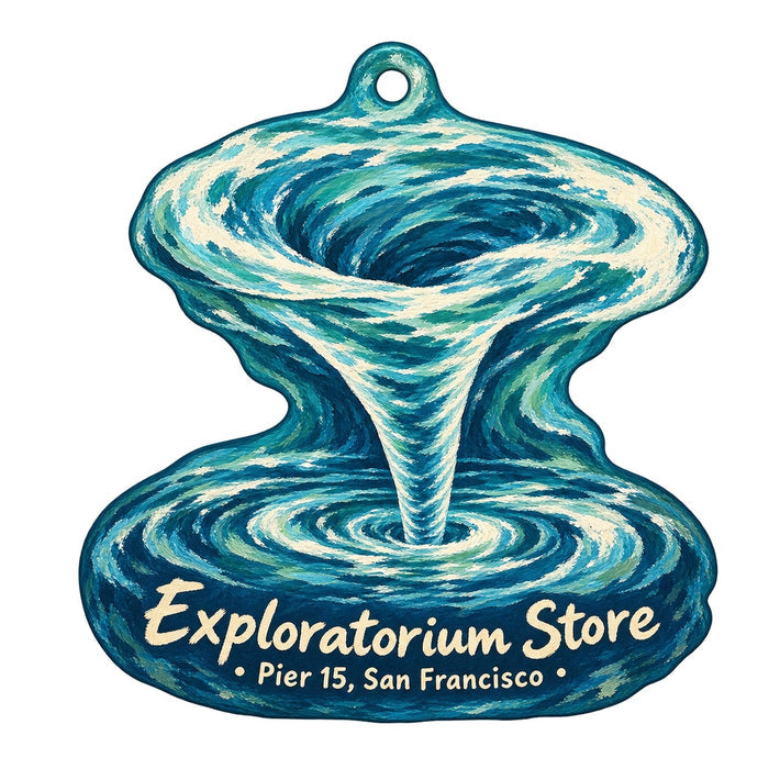 Exploratorium Store Logo custom wood ornament OC95 on white