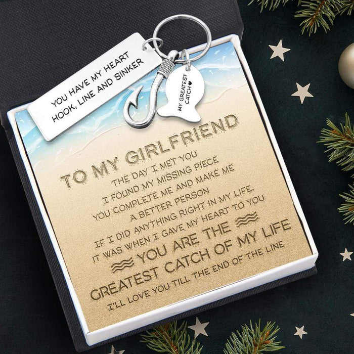 Fishing Hook Keychain - To My Girlfriend - You Have My Heart Hook, Line And Sinker - Gku13009