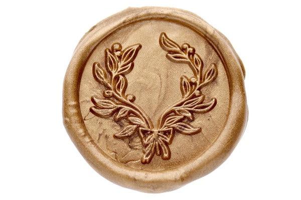 Floral Wreath Wax Seal Stamp - Backtozero B20 - Botanical, Copper, floral, Flower, genericlonghandle, Laurel Wreath, Nature, wreath