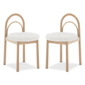 Gilles Boucle Arched Dining Chair Cream White Set of 2, featuring a sleek double-arched backrest and white cushions, showcases its elegant design with durable metal frames, perfect for dining spaces.
