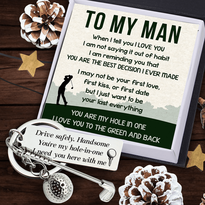 Golf Ball Racket Keychain - Golf - To My Man - I Love You To The Green And Back - Gkzs26002