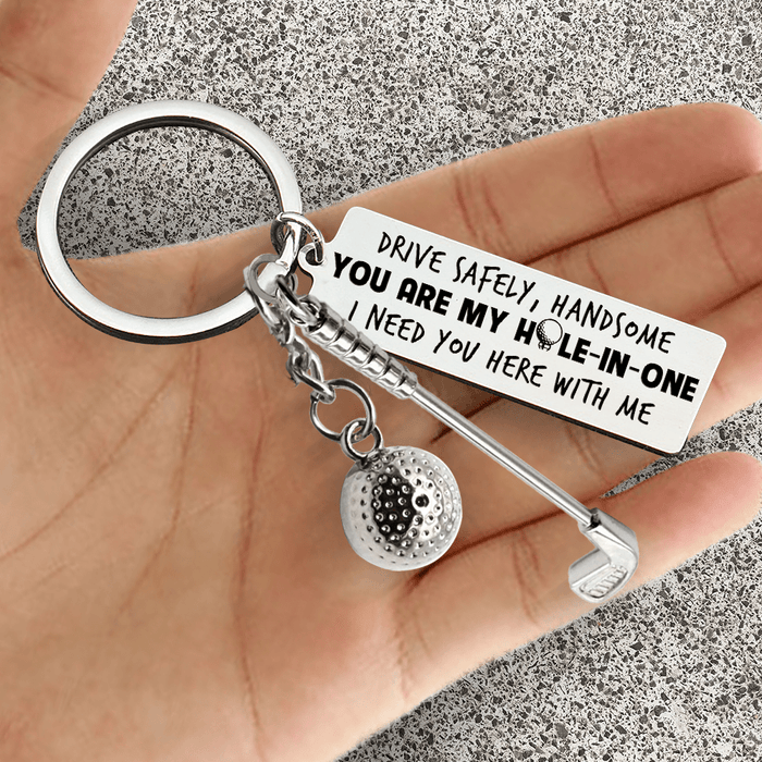 Golf Ball Racket Keychain - Golf - To My Par-fect Husband - I Need You Here With Me - Gkzs14001