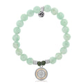 Green Angelite Stone Bracelet with North Star Sterling Silver Charm