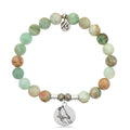 Green Quartz Stone Bracelet with Cardinal Sterling Silver Charm
