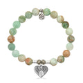 Green Quartz Stone Bracelet with Heart of Angels Sterling Silver Charm