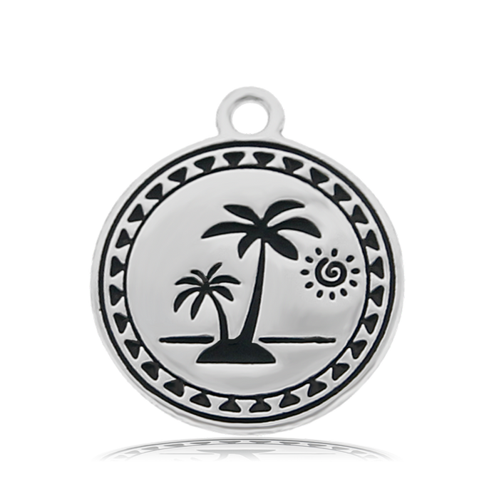 Green Quartz Stone Bracelet with Palm Tree Sterling Silver Charm