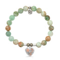Green Quartz Stone Bracelet with Renewal Heart Sterling Silver Charm