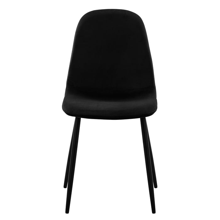 Halsa Luxe Velvet Classic Dining Chair in Black, featuring plush velvet upholstery, ergonomic cushioned seating, and sleek metal legs, designed for stylish dining comfort and durability.