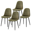Halsa Velvet Fabric Classic Dining Chair Olive Set of 4, featuring sleek black legs and plush velvet upholstery, offers a blend of modern elegance and classic charm, perfect for enhancing dining spaces.