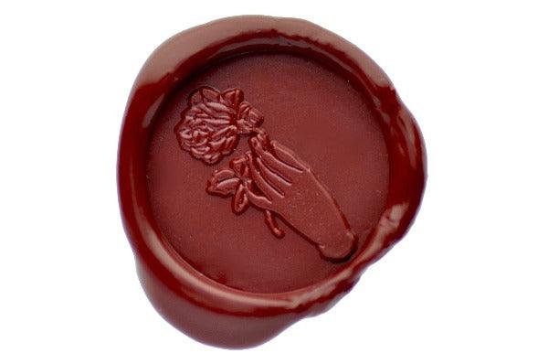 Hand Holding Rose Wax Seal Stamp - Backtozero B20 - Botanical, Deep Red, floral, Flower, genericlonghandle, gesture, hand, hand gesture, handgesture, hands, Nature, rose