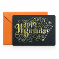 Happy Birthday Black and Gold Foil Card