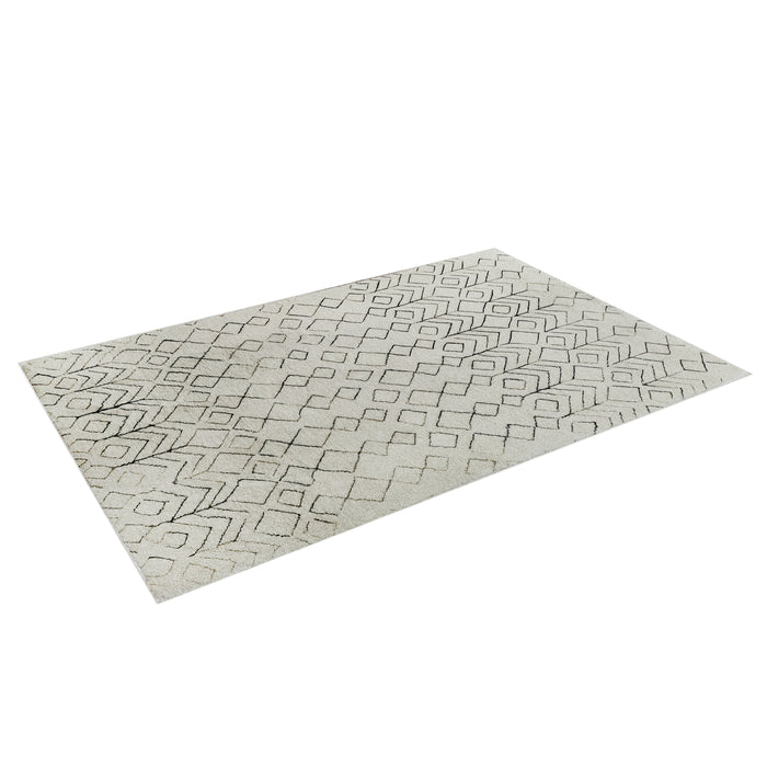 Hepirus Soft Contemporary Printed Rug 200x300cm features a modern heat-printed pattern and plush texture, suitable for various decors. It includes anti-slip backing, ideal for living and dining areas.