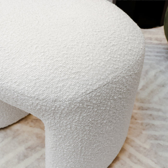 Hirokoz Boucle Ottoman Stool - Eggshell White