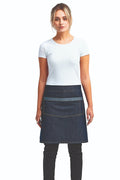 Artisan Collection by Reprime Indigo Denim Mid-Length Waist Apron (1 Wide Pocket)